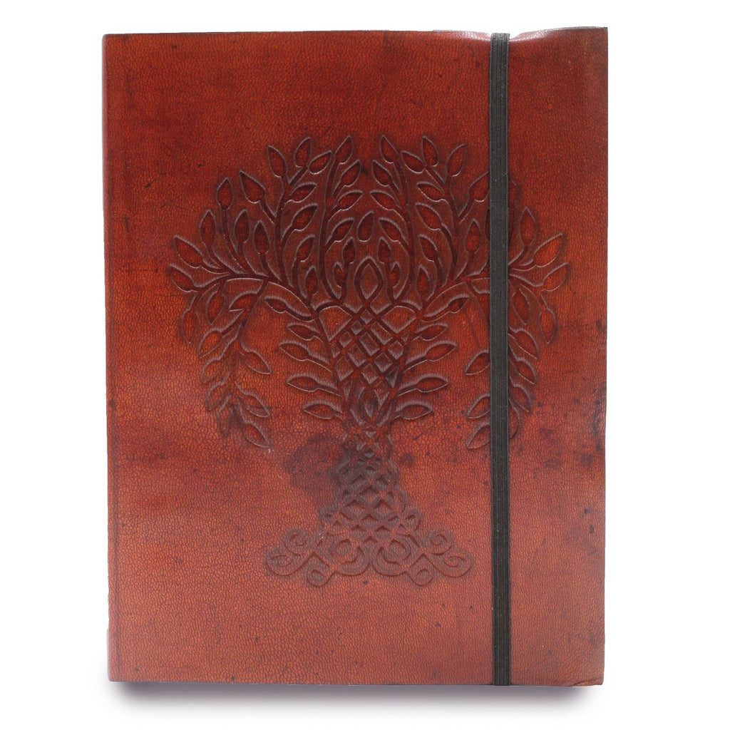 Medium Vegetable Tanned Leather Notebook with Strap – Tree of Life
