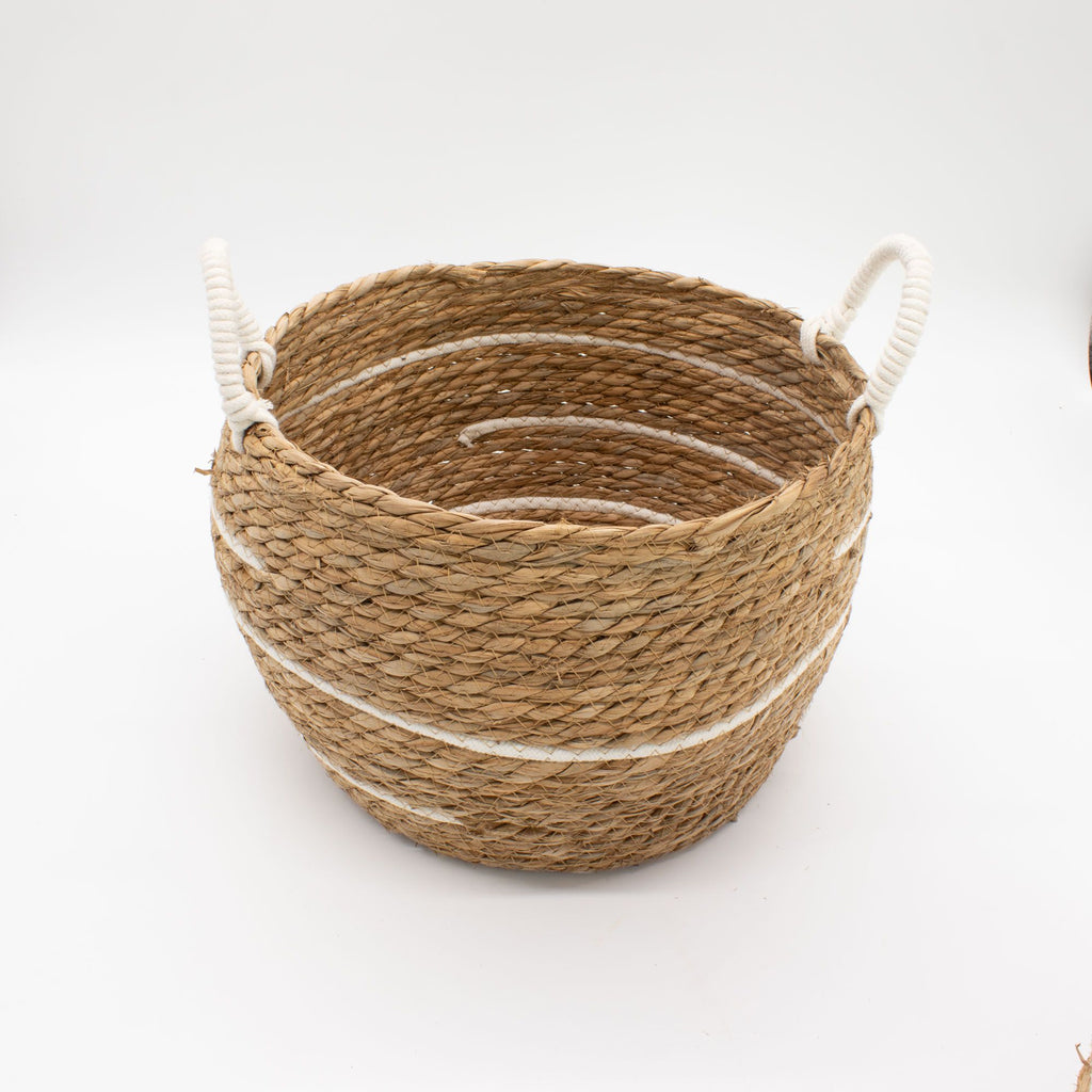 Cotton & Seagrass Baskets, Natural Stripes, Set of 3 – view 5