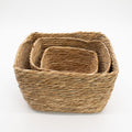 Seagrass Square Baskets, Natural, Set of 3