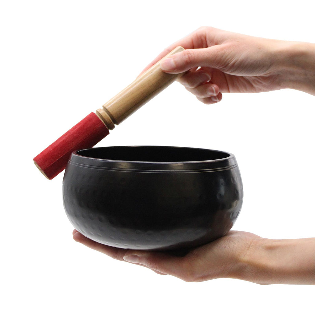 Large Black Beaten Singing Bowl - 18cm