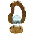 Molten Glass Hanging Art Vase on Wood – view 4