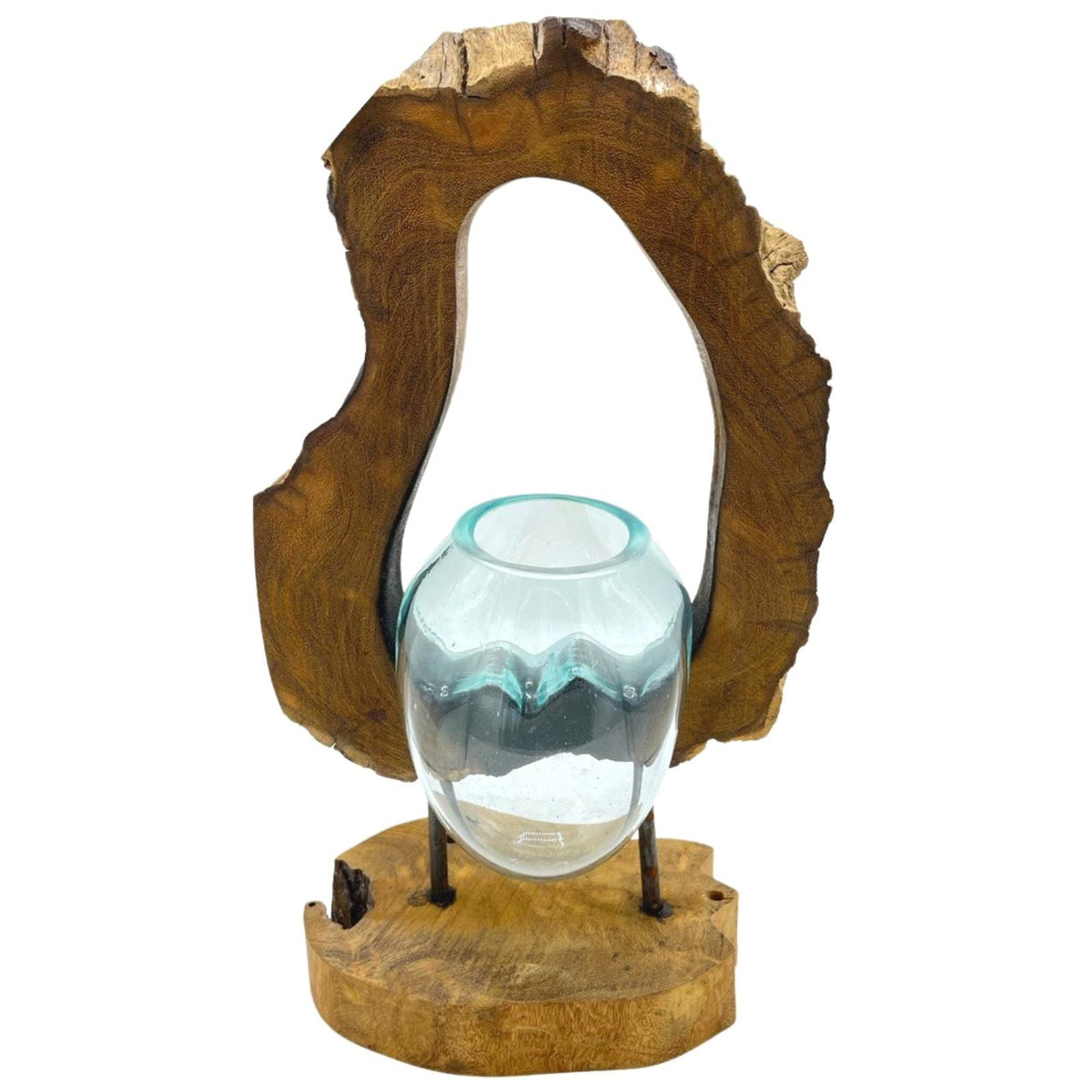 Molten Glass Hanging Art Vase on Wood – view 4