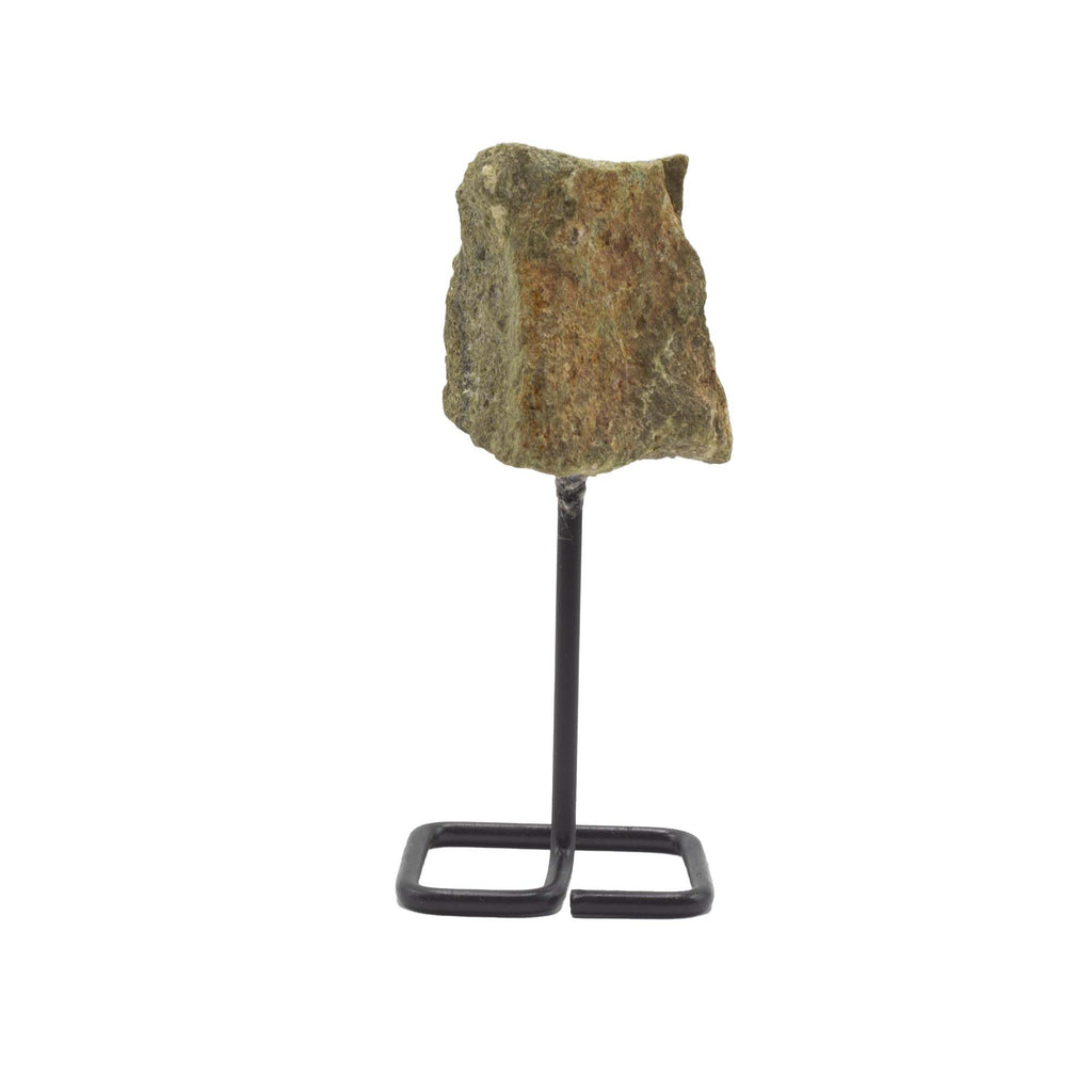 Epidote Mineral Specimen on Black Metal Stand – view 4