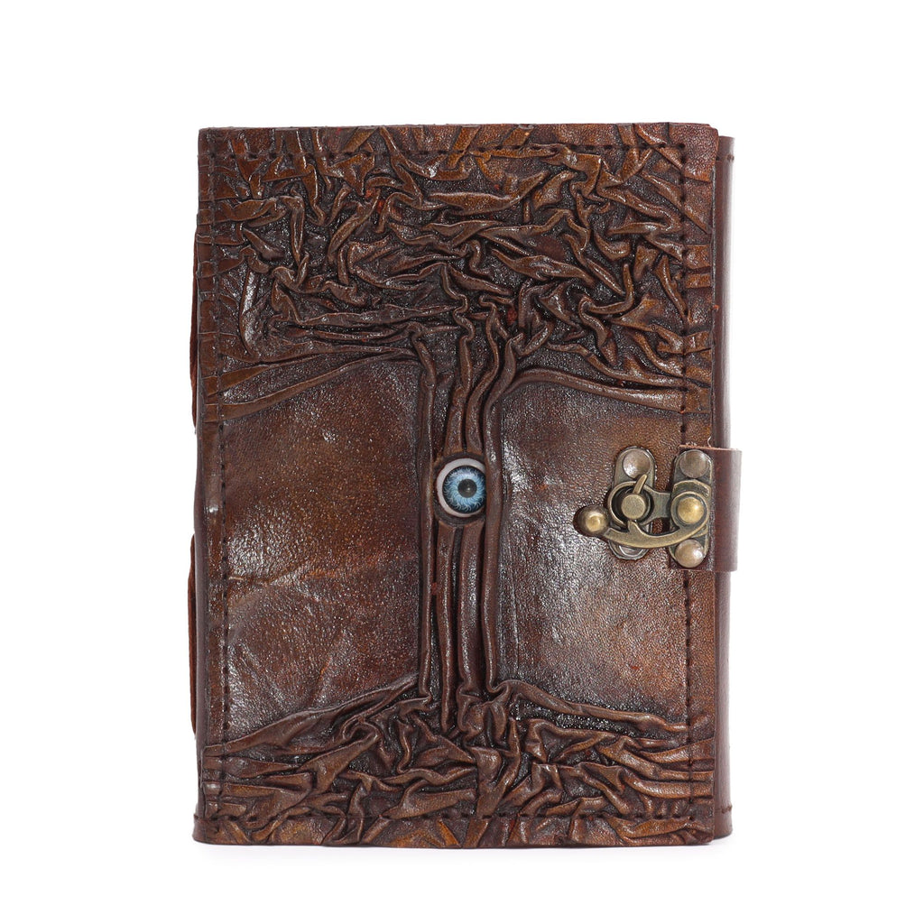 Black Tan Leather Notebook, Evil Eye, 160 Pages – 17x12.5 cm – view 3
