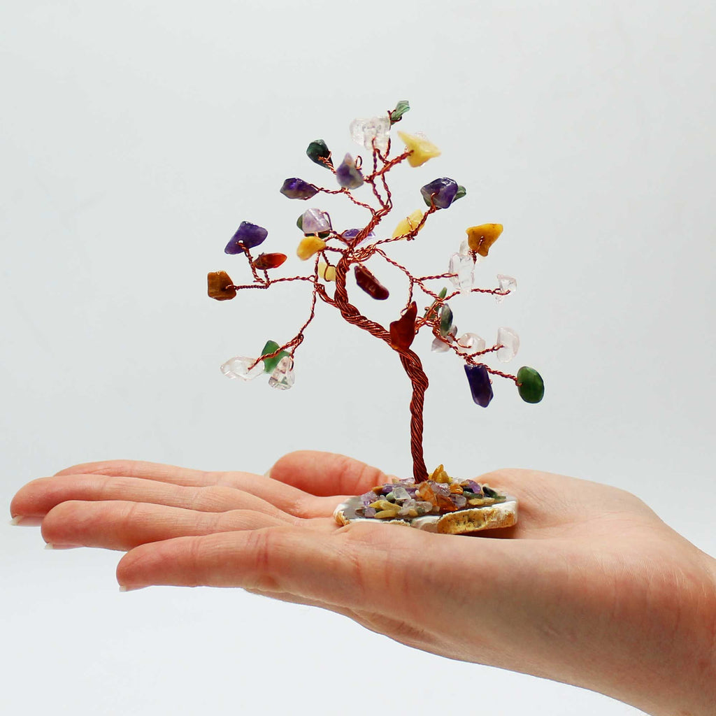 Multi Gemstone Tree on Natural Agate Base - 35 stones – view 2