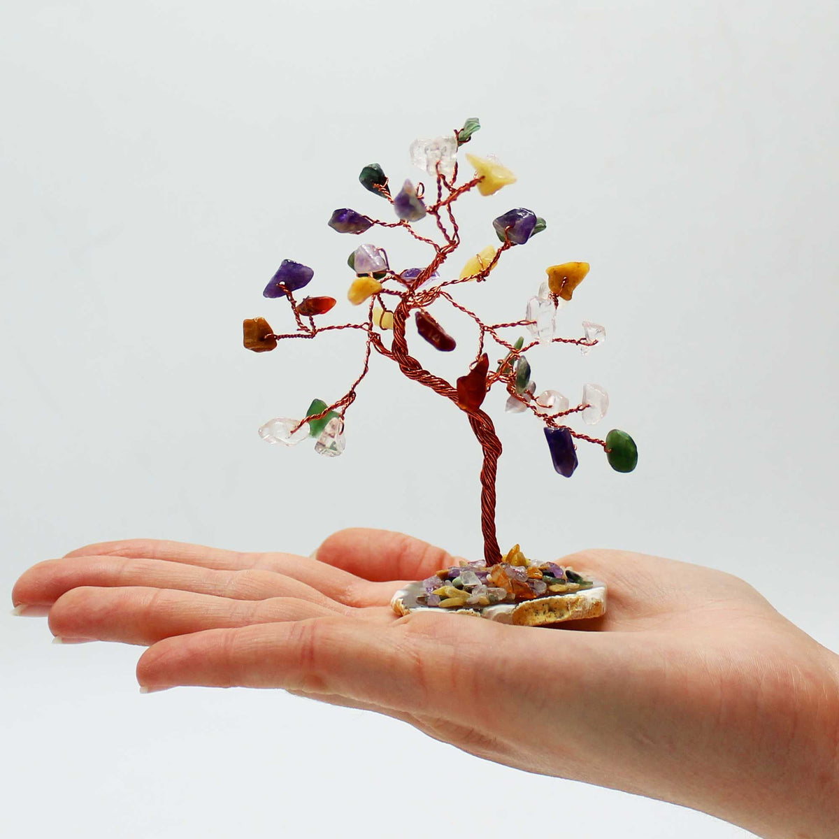 Multi Gemstone Tree on Natural Agate Base - 35 stones – view 2
