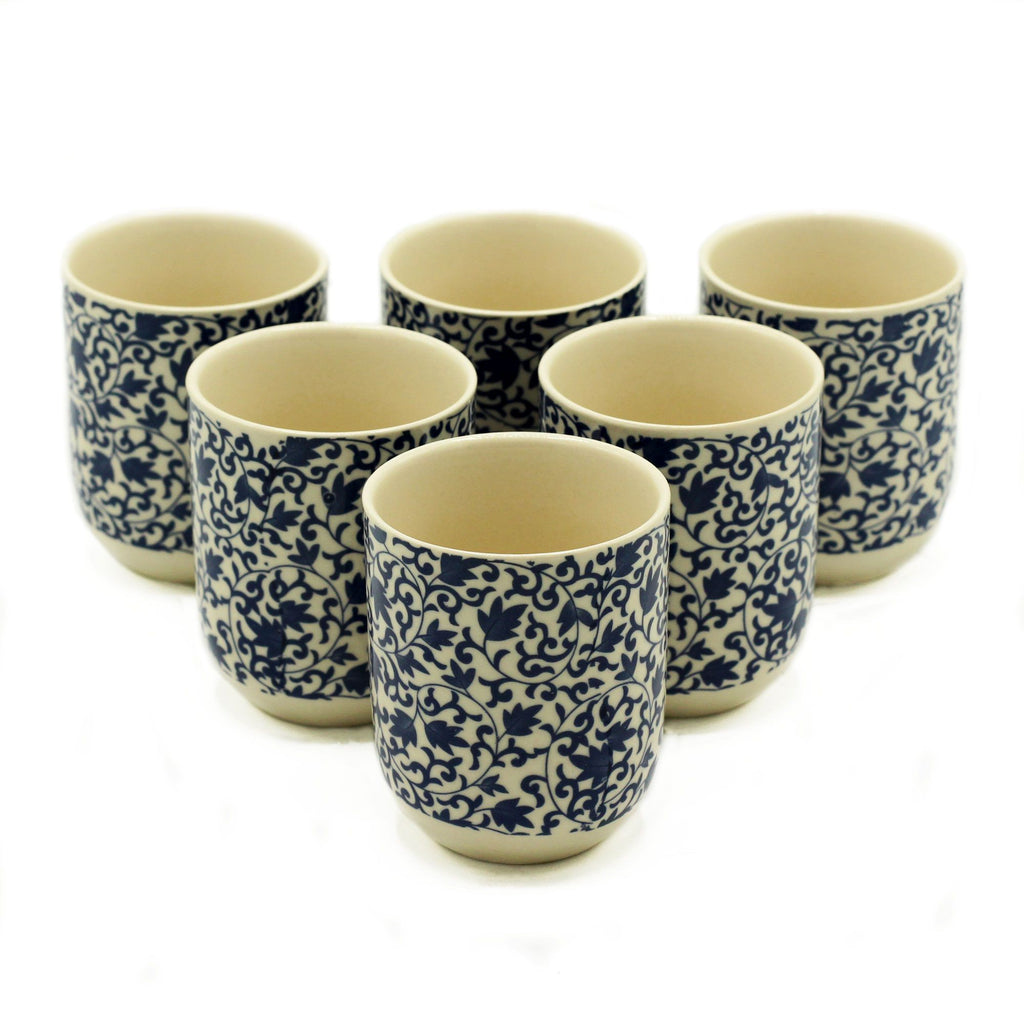 Blue Pattern Herbal Tea Cups - Set of 6