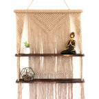 Macrame Hanging Shelf - Brown Wood, Brown Rope, 150 cm – view 7
