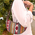 Jacquard Hobo Bag - Rich Browns, Brown Strap