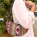 Jacquard Hobo Bag - Rich Browns, Brown Strap