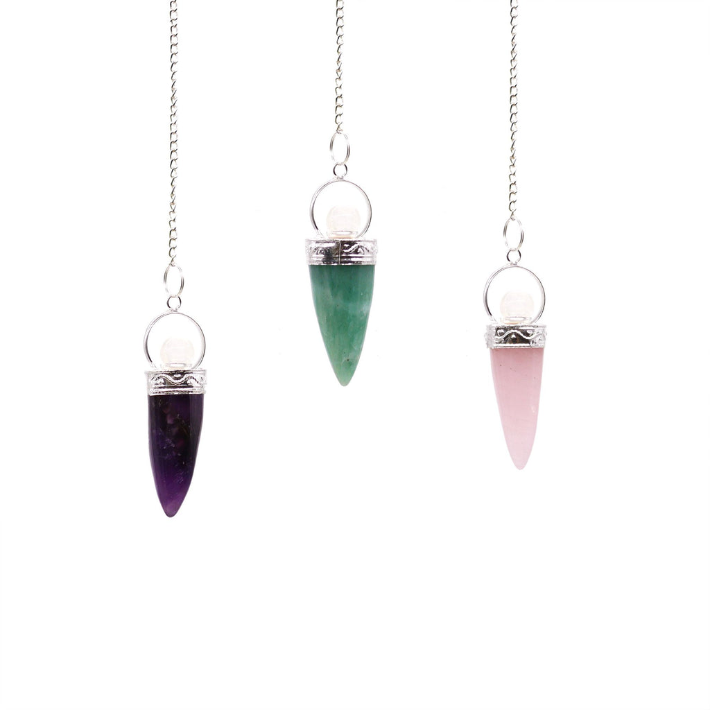 Cone Pendulum with Silver Ring - Assorted Stone