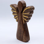 Large Mango Wood Angel - Gold Wings, 19cm – view 6