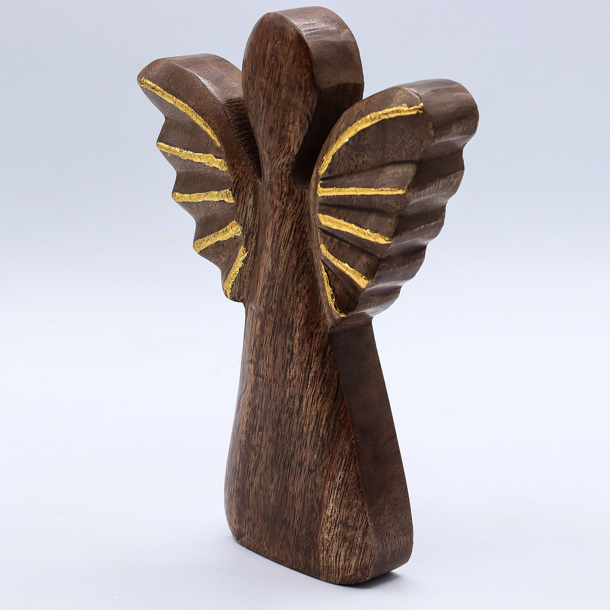 Large Mango Wood Angel - Gold Wings, 19cm – view 6