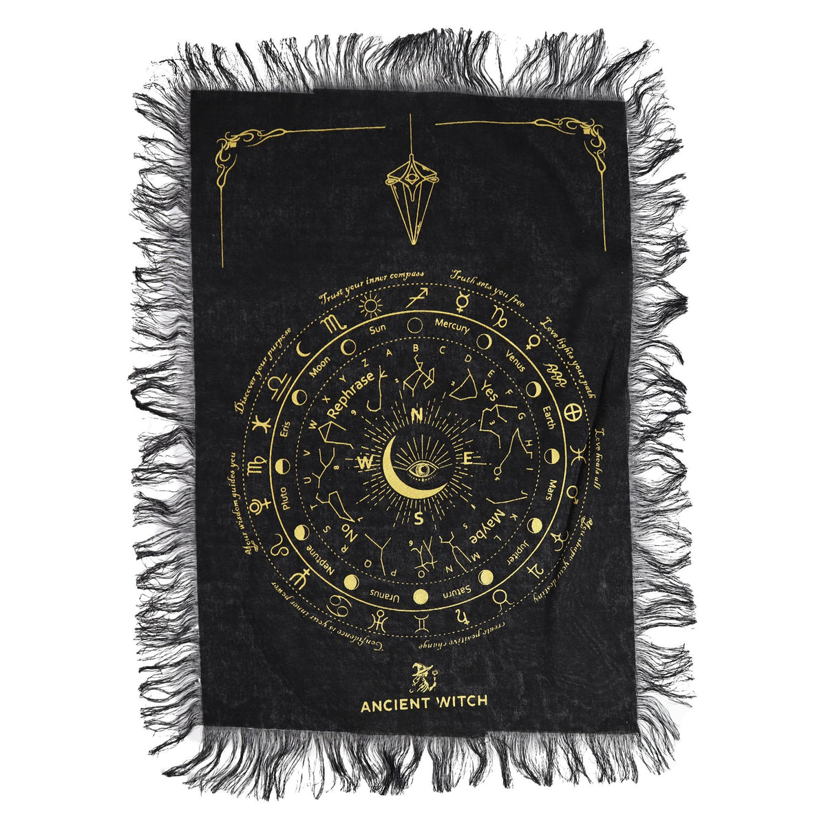 Ancient Witch All Seeing Eye Pendulum Cloth - Black & Gold
