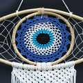 Large Macrame Evil Eye Dream Catcher - Blue, White & Black