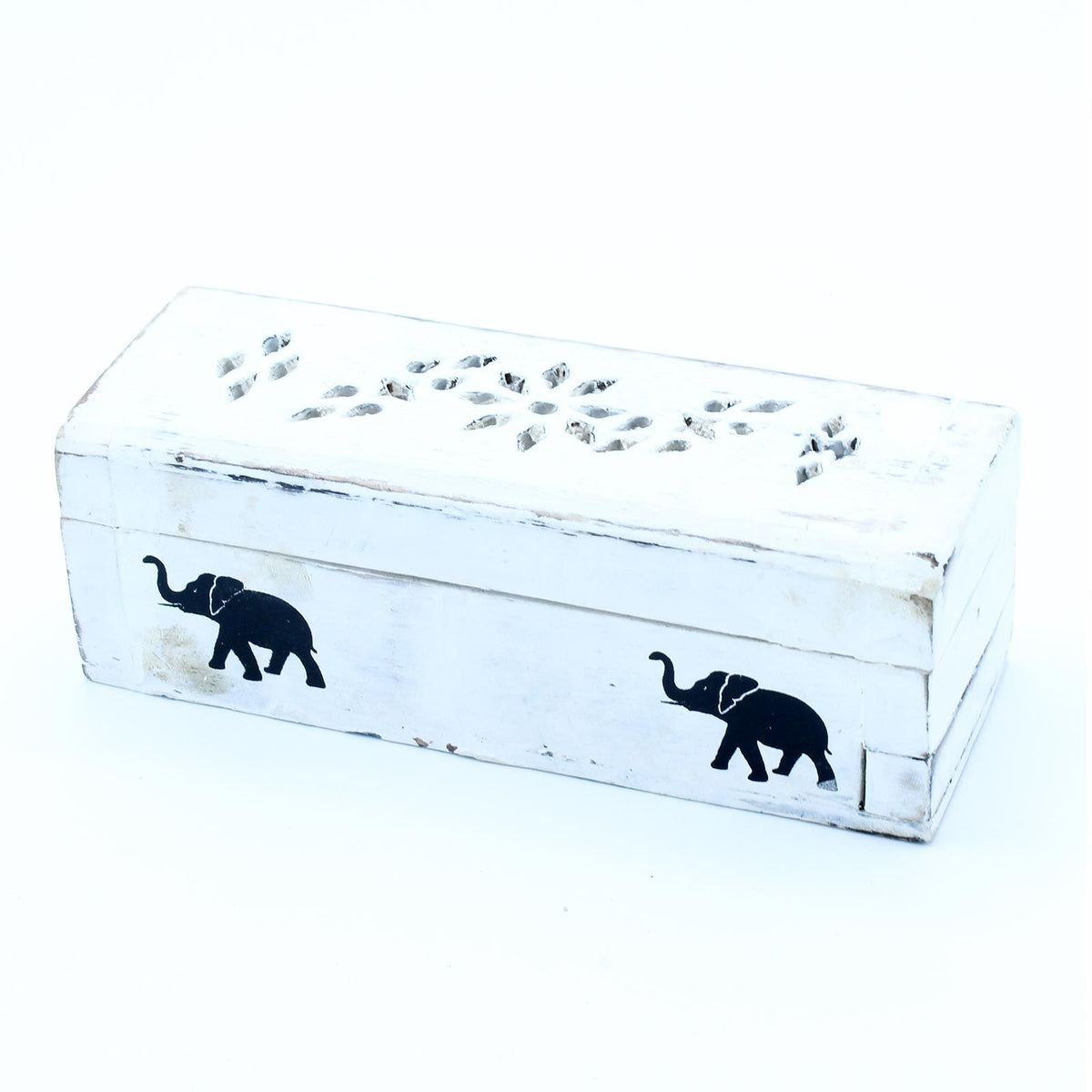 Whitewashed Mango Wood Incense Holder - Cone Smoke Box 15cm – view 2