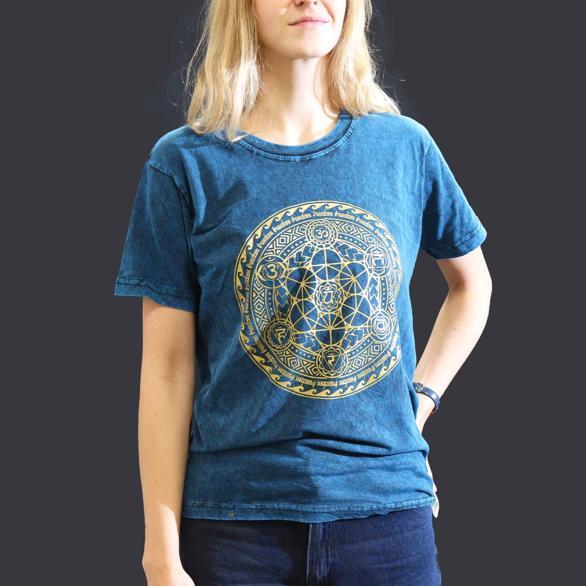 Nomad Sari Stonewashed T-Shirt - Chakra - Blue - Small