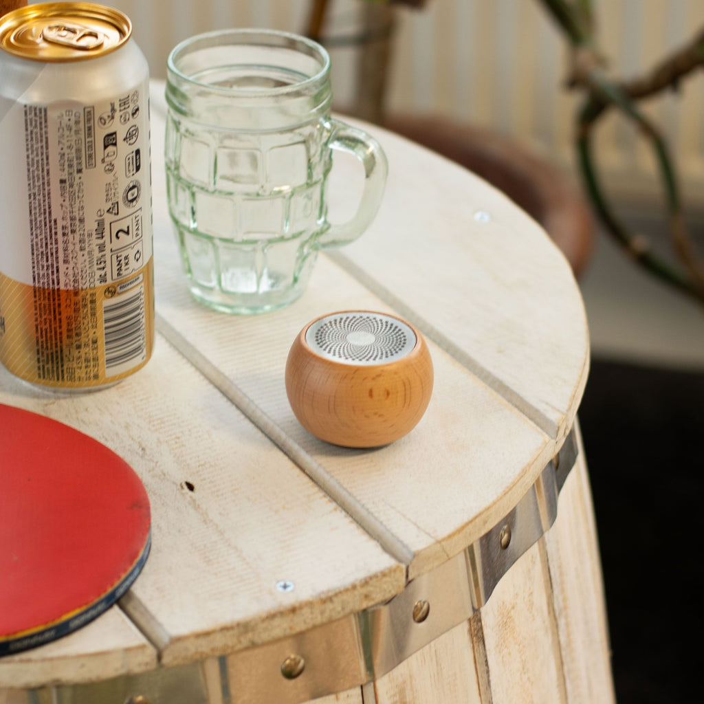 Wooden-Finish Mini Bluetooth Speaker, Mandala Grille – view 2