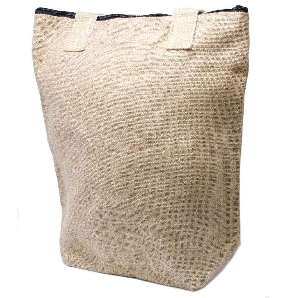 Plain Jute Shopping Bag with Cotton Handles