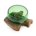 Recycled Glass Bowl on Wood - Wide