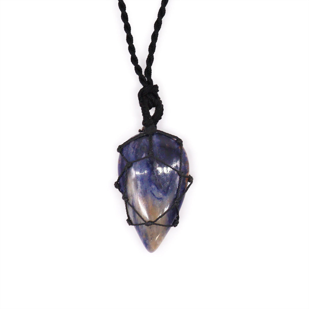 Laced Sodalite Teardrop Gemstone Pendant – view 2
