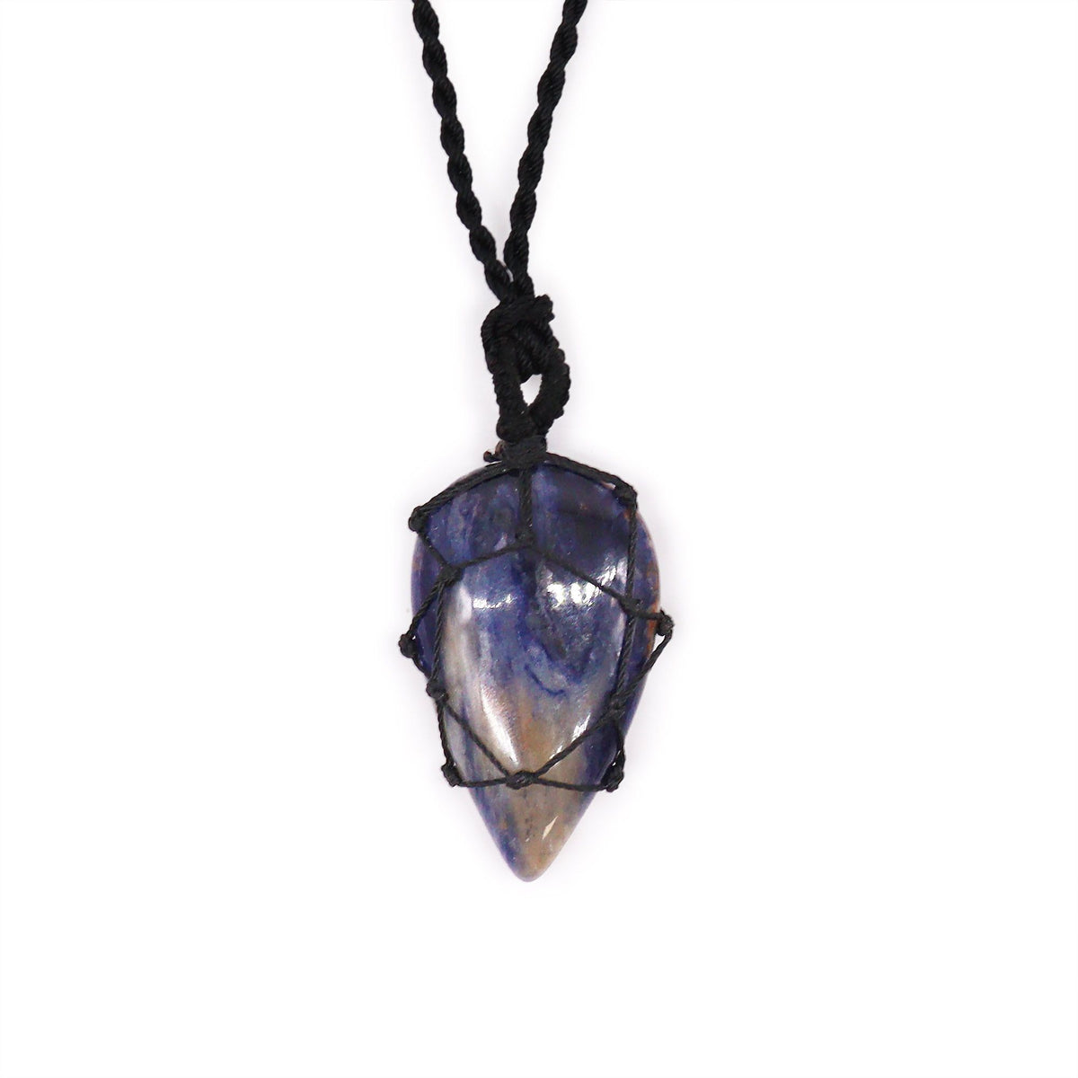 Laced Sodalite Teardrop Gemstone Pendant – view 2