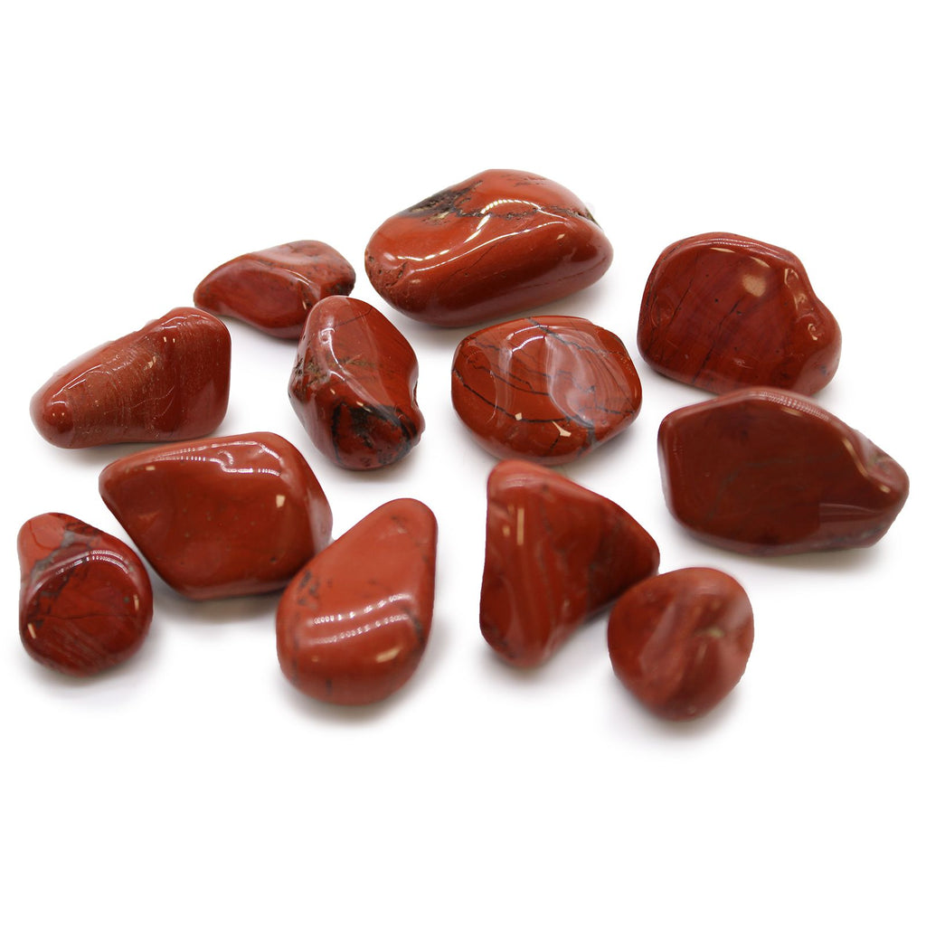 Bag of 12 Red Jasper Tumble Stones - Medium African