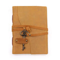 Oiled Tan Leather Notebook with Key, 200 Pages – 13x18 cm