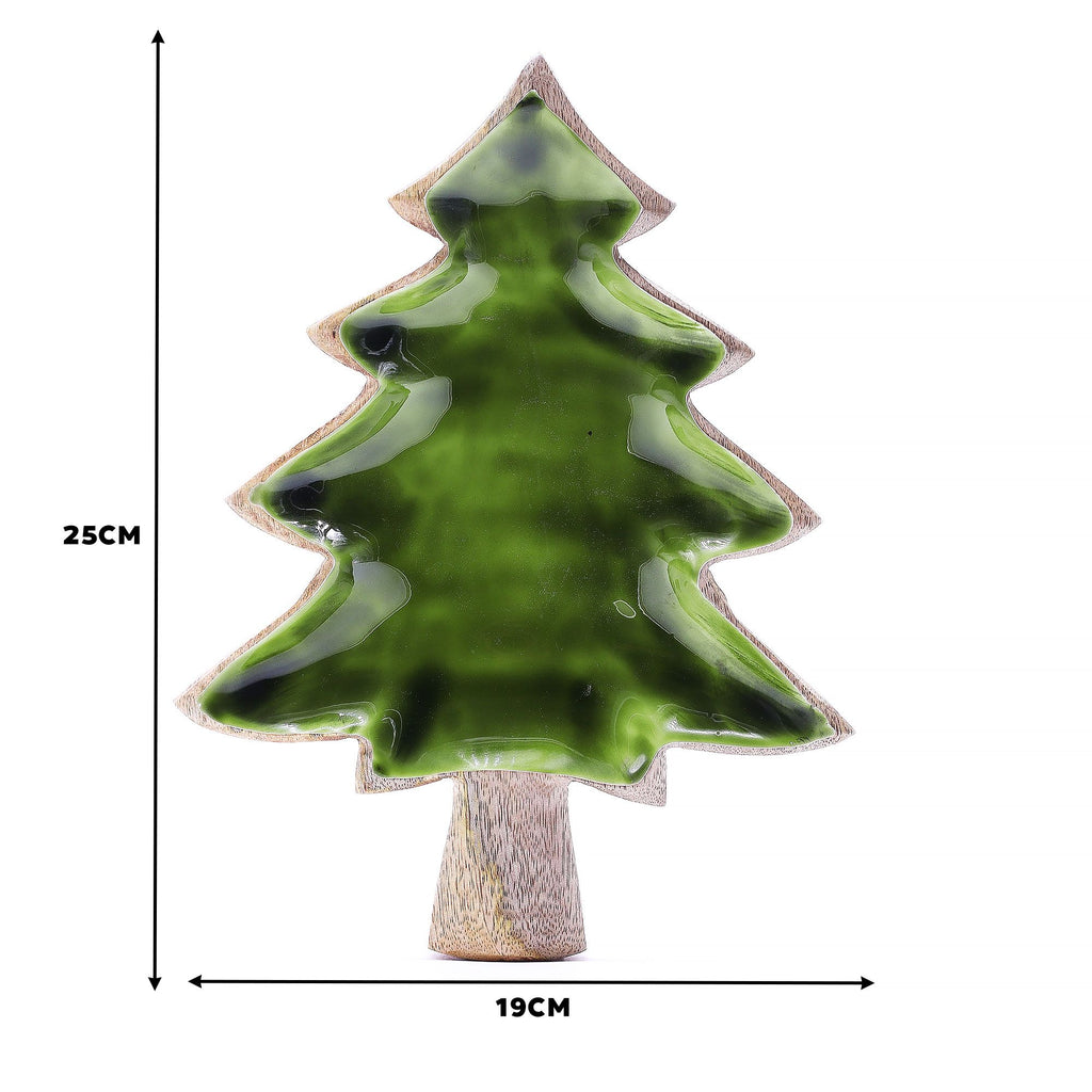 Green Enamel Tree Wooden Bowl - 25 x 19 cm – view 7