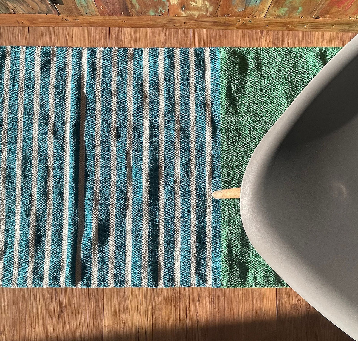 Indian Cotton Rug - Blue/Green - 70x175cm – view 2
