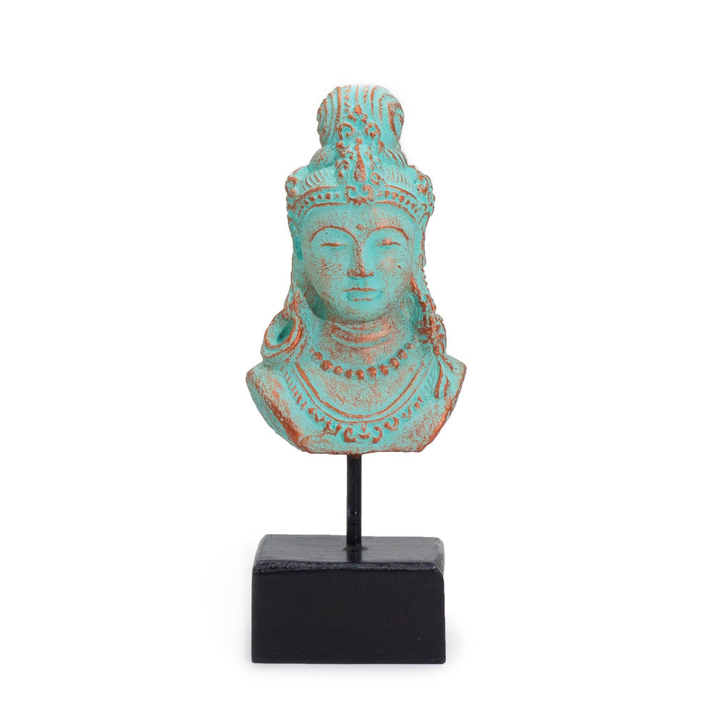 Lucky Java Princess Statue on Stand, Green Copper – view 3