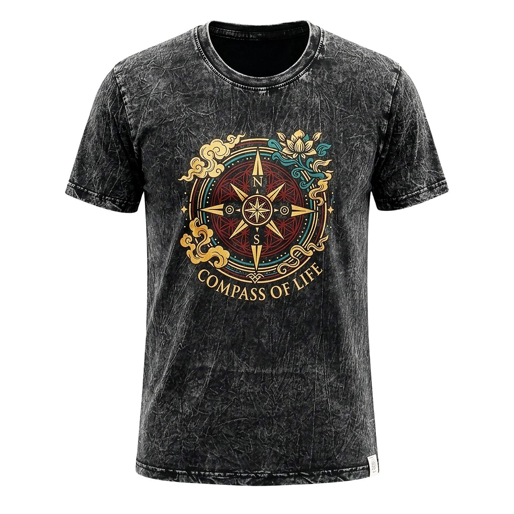 Nomad Sari Stonewashed T-Shirt - Compass of Life - Charcoal - Medium – view 6