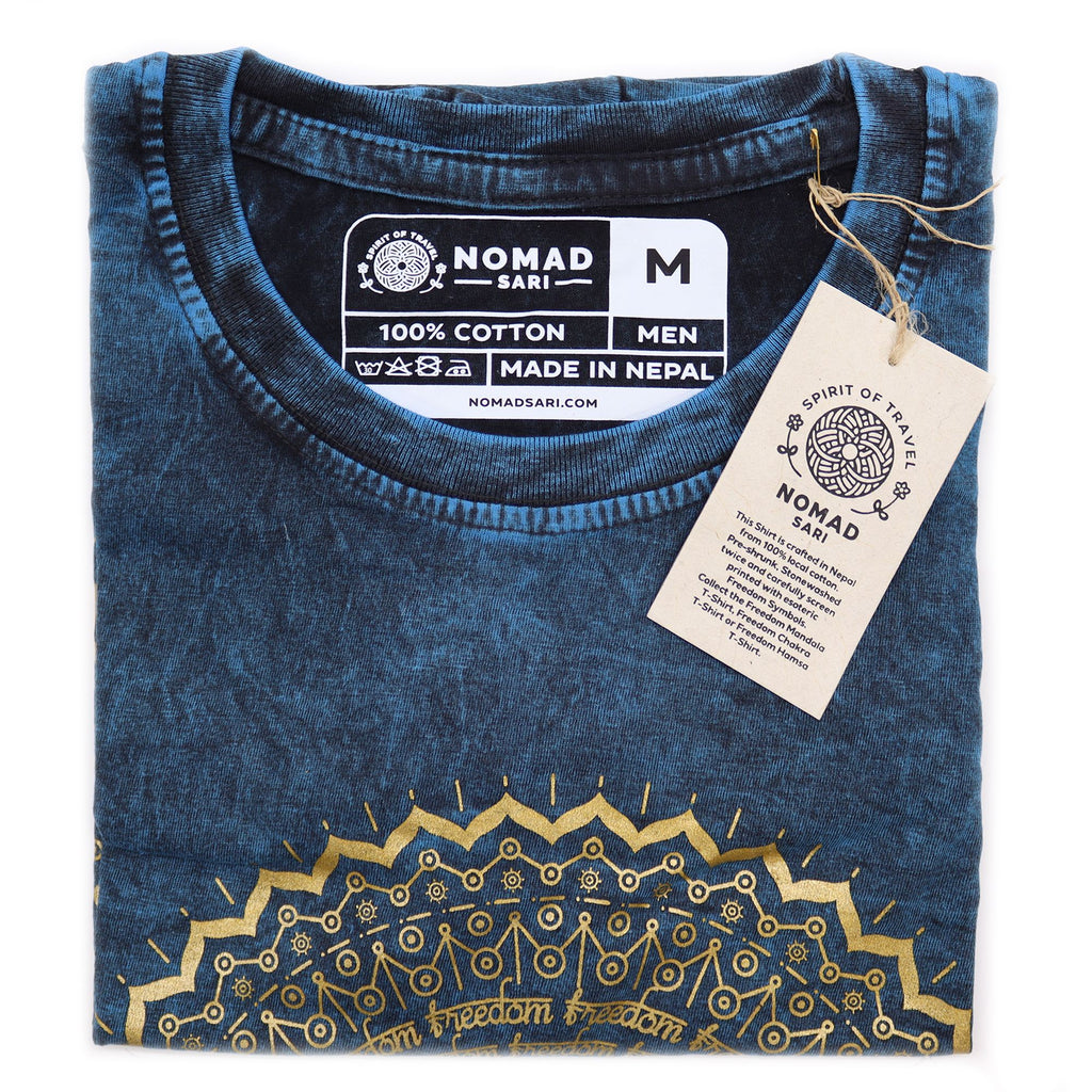 Nomad Sari Stonewashed T-Shirt - Mandala - Blue - Medium – view 3