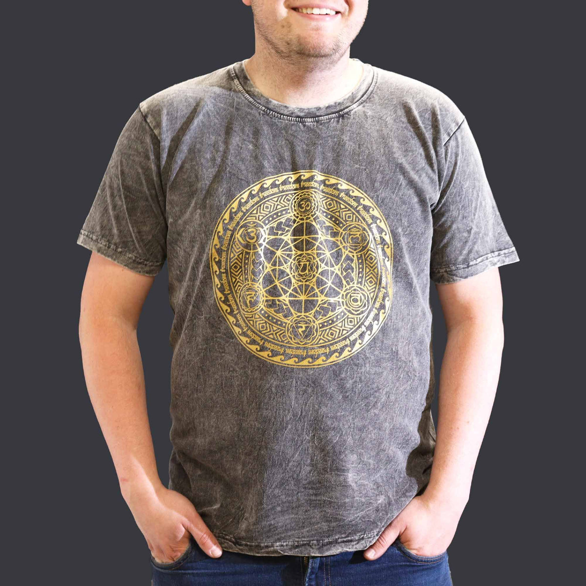 Nomad Sari Stonewashed T-Shirt - Chakra - Dark Grey - XL