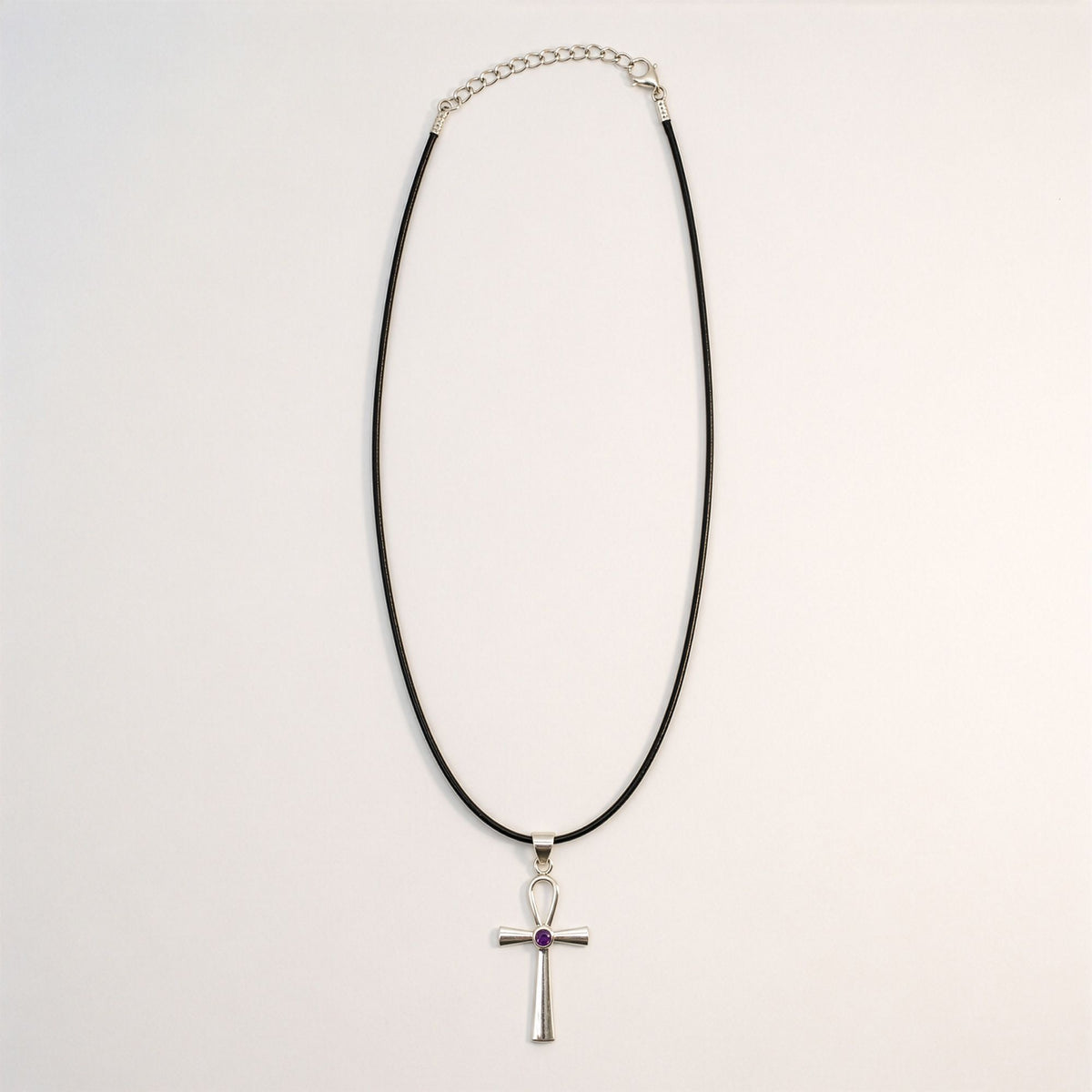 Ankh Symbol Pendant Necklace on Silver Plated Cord 45cm – view 3