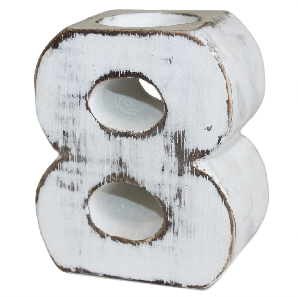 Wooden Number 8 Candle Holder