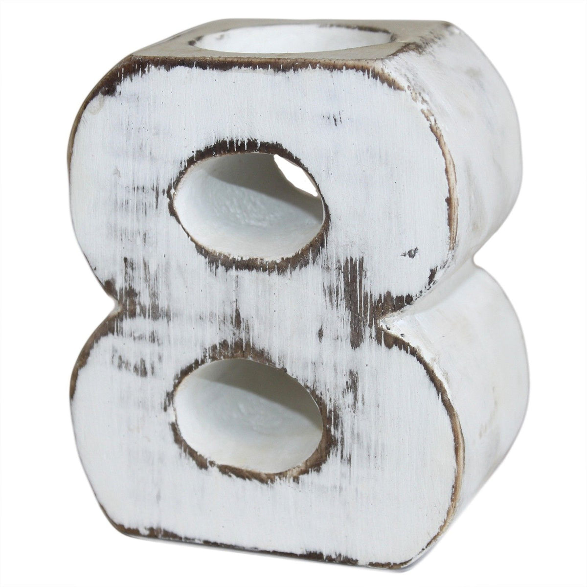 Wooden Number 8 Candle Holder