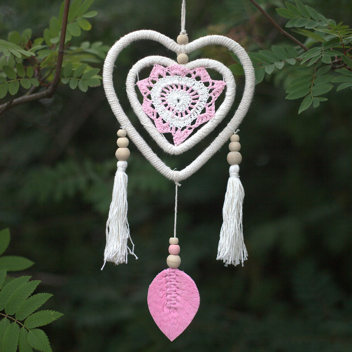 Medium Pink Dream Catcher - Heart in Heart