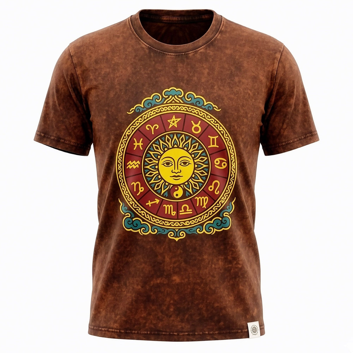 Nomad Sari Stonewashed T-Shirt - Sun & Zodiac - Brown - XL – view 5