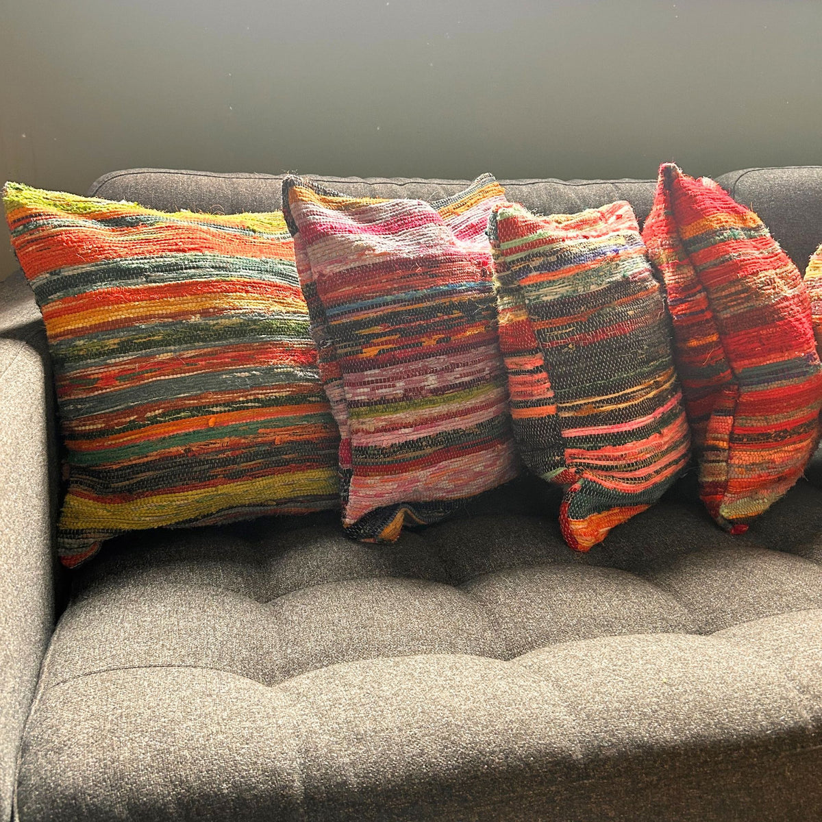 Rag Rug Cushion Cover - Multicoloured - 40x40cm