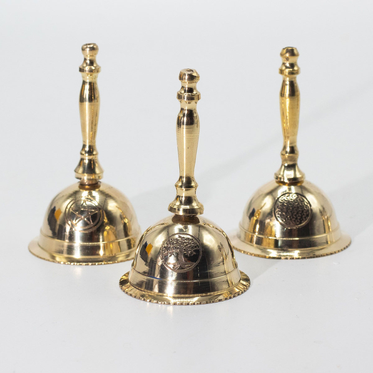 Small Brass Altar Bell with Penta Moon – view 2