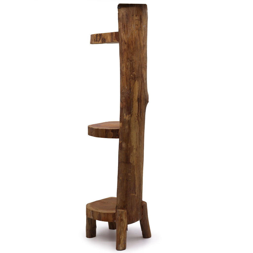 Natural Teak Log Shelf Display, 3 Shelves - 100 cm – view 3