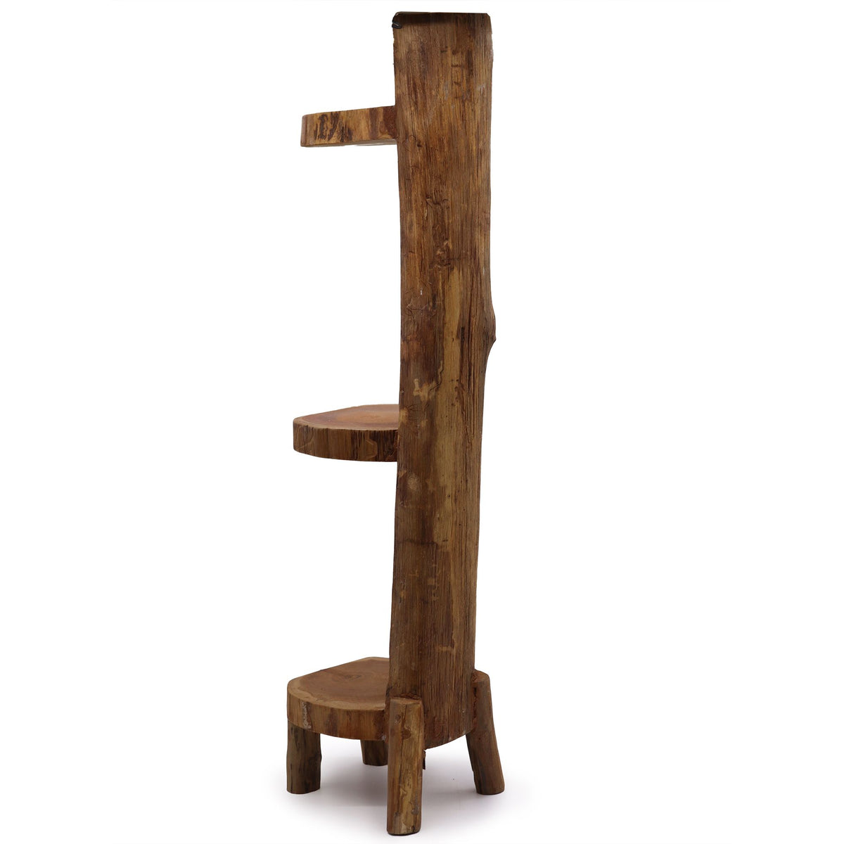 Natural Teak Log Shelf Display, 3 Shelves - 100 cm – view 3