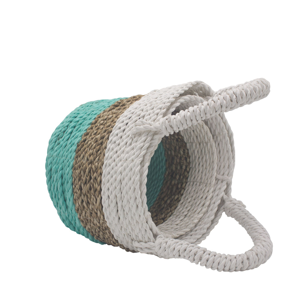 Seagrass Basket Set, 3 Pieces - Green, Natural, White – view 4