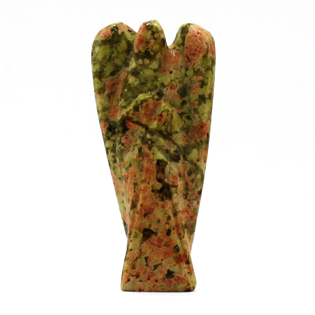 Hand Carved Unakite Gemstone Angel Figure