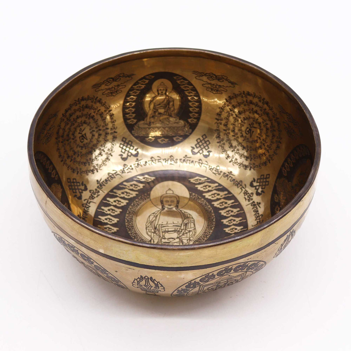 Tibetan Engraved Singing Bowl - Five Buddhas (21cm) – view 2