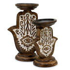 Mango Wood Hamsa Candle Stand - Large 25x18cm – view 4