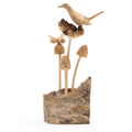 Parasite Wood Carving - Bird, Bee and Mushrooms