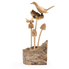 Parasite Wood Carving - Bird, Bee and Mushrooms