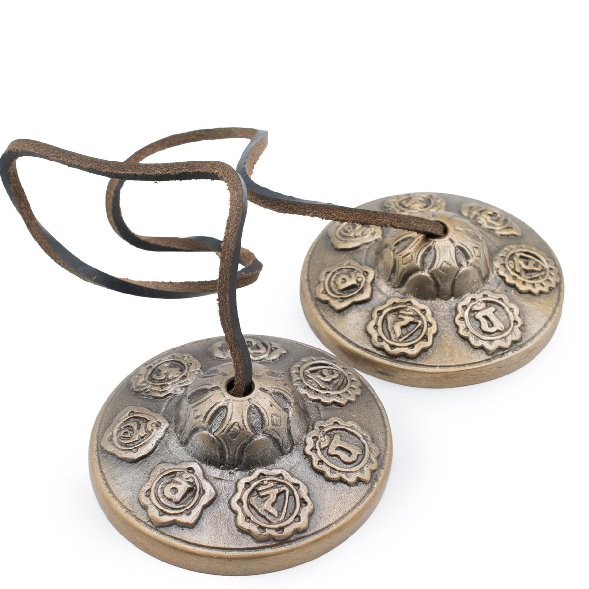 Brass Tibetan Tingsha Bells - Seven Chakra - 7cm – view 4
